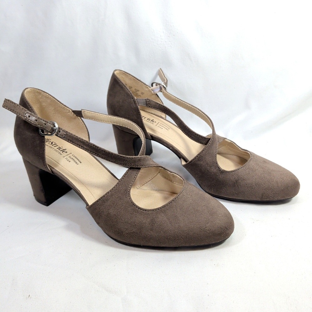 LifeStride Brown Pumps; Tracy Crisscross Ankle Strap Block Heel; NWOT